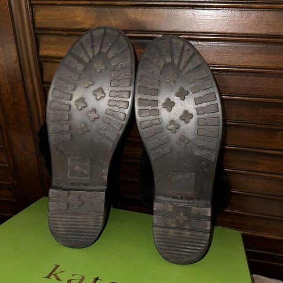 Kate Spade 9M Black Rubber Fleece Faux Fur Lined Rain Winter Pull-On Boots - Picture 13 of 15